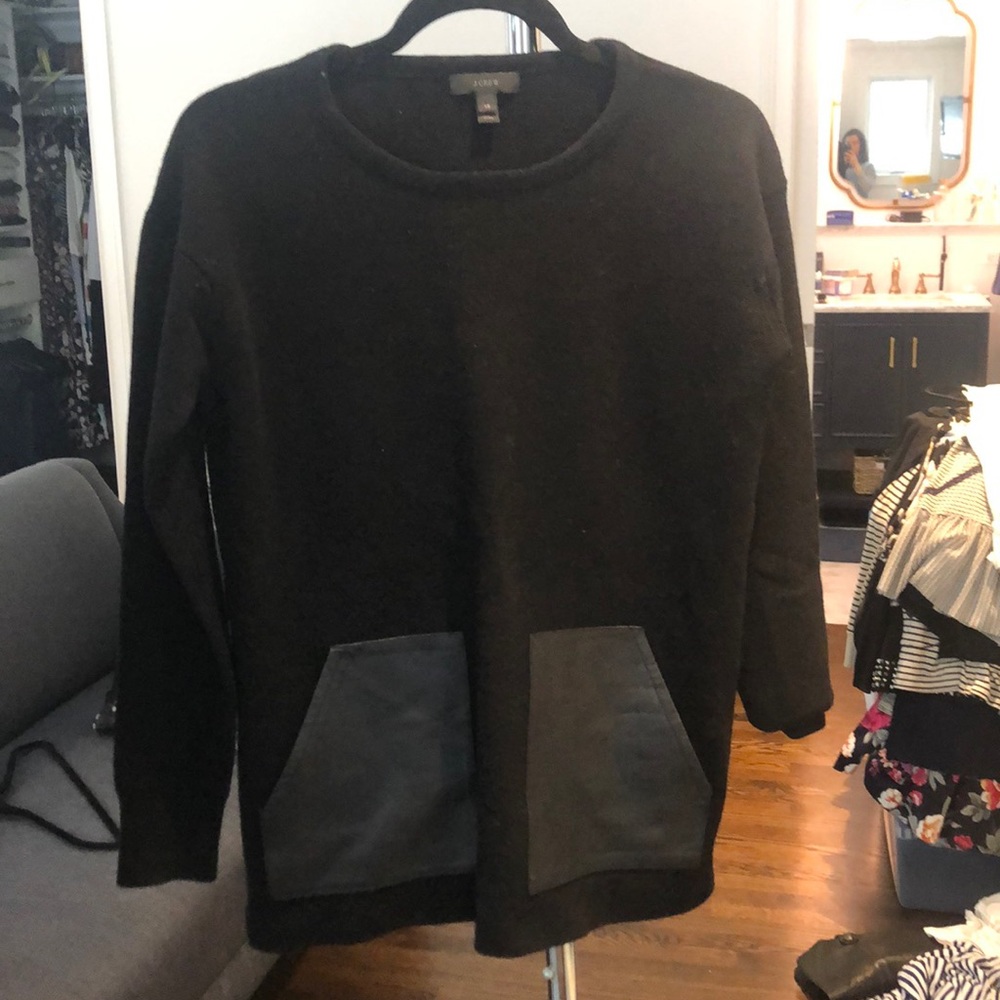 Jcrew Leather Accent Tunic Sweater